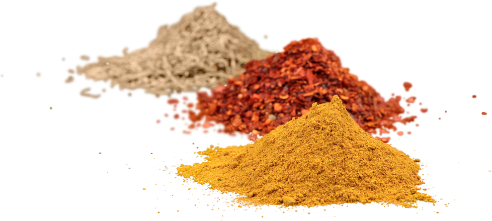 Piles of Ground Spices Isolated